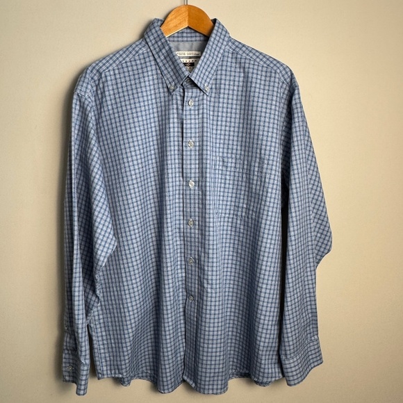 Joseph Abboud Men's Long‎ Sleeve Mini Check Button Up Shirt Blue Size X-Large - Picture 1 of 12